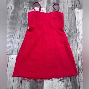 Brandy Melville Red Raw Hem Mini Spaghetti Straps Lightweight OS